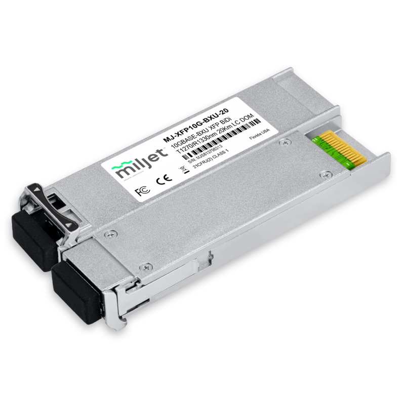 Kit Par 10GBASE-BX XFP BiDi 20km LC DOM, transceptores ópticos Miljet