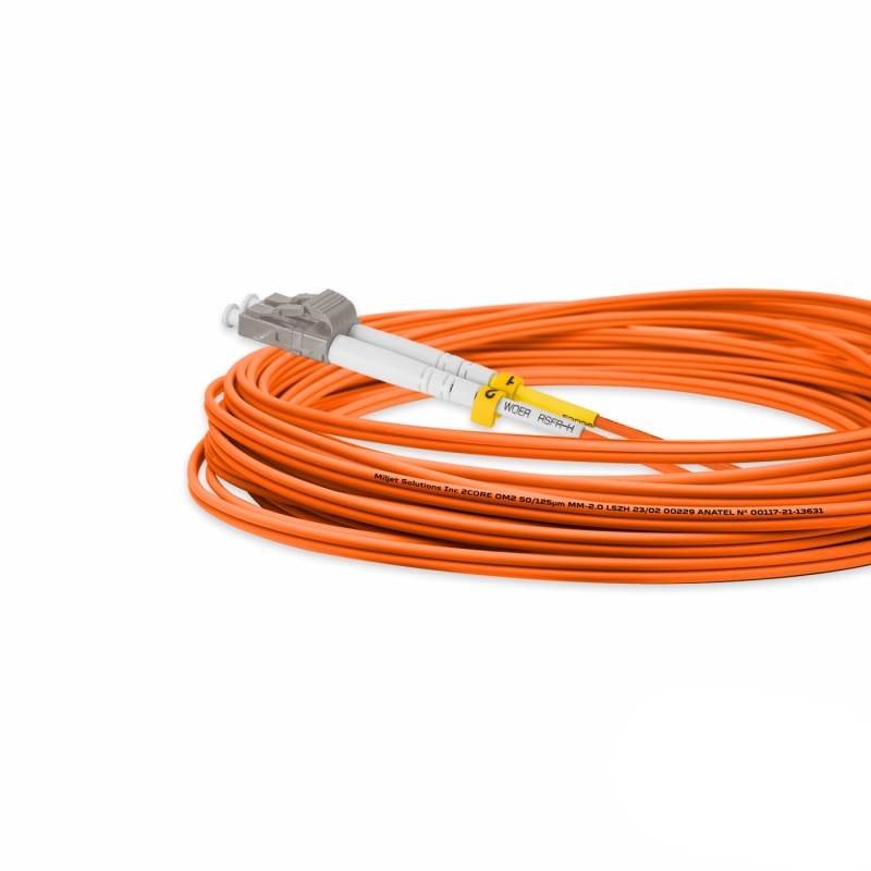 Cordão Óptico 7m, LC/UPC-LC/UPC, MM G651.1 50/125, OM2 Duplex 2.0mm LSZH Laranja, Fibra Multimodo Miljet