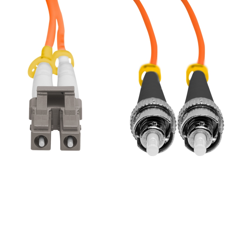 Cordão Óptico 3m, LC/UPC-ST/UPC, MM G651.1 50/125, OM2 Duplex 2.0mm LSZH Laranja, Fibra Multimodo Miljet