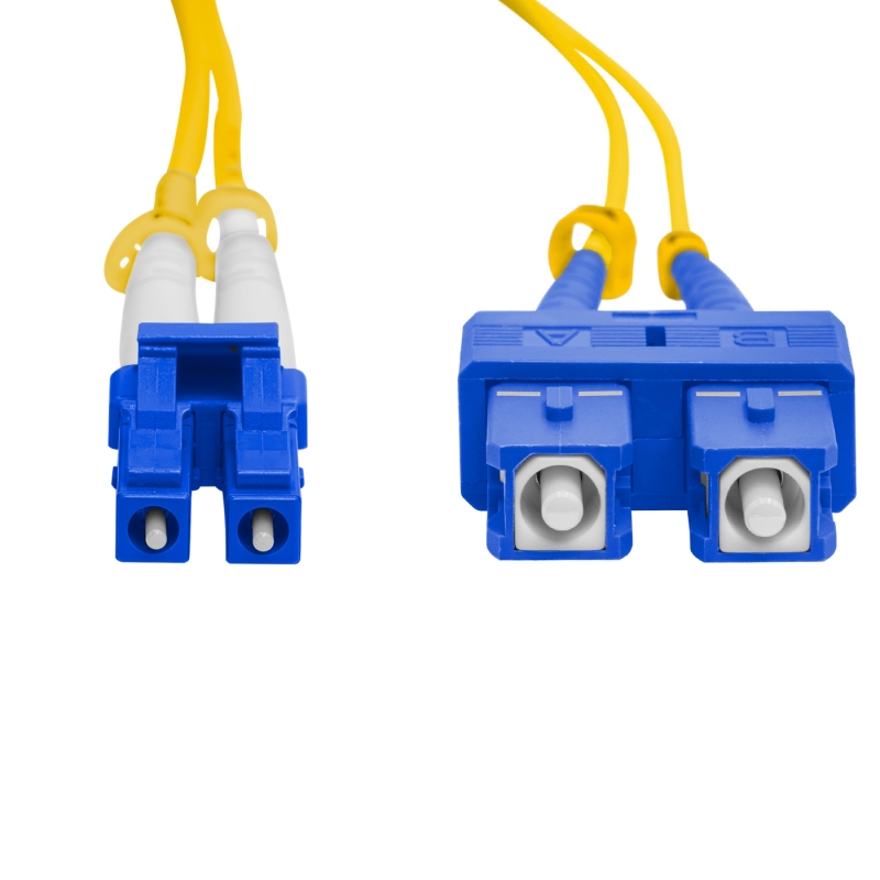 Cordão Óptico 10m, LC/UPC-SC/UPC, SM BLI G657-A1 9/125, OS2 Duplex 2.0mm LSZH Amarelo, Fibra Monomodo Miljet