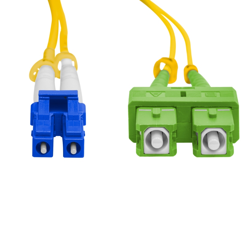 Cordão Óptico 5m, LC/UPC-SC/APC, SM BLI G657-A1 9/125, OS2 Duplex 2.0mm LSZH Amarelo, Fibra Monomodo Miljet