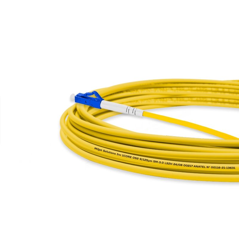 Cordão Óptico 7m, LC/UPC-SC/APC, SM BLI G657-A1 9/125, OS2 Simplex 3.0mm LSZH Amarelo, Fibra Monomodo Miljet