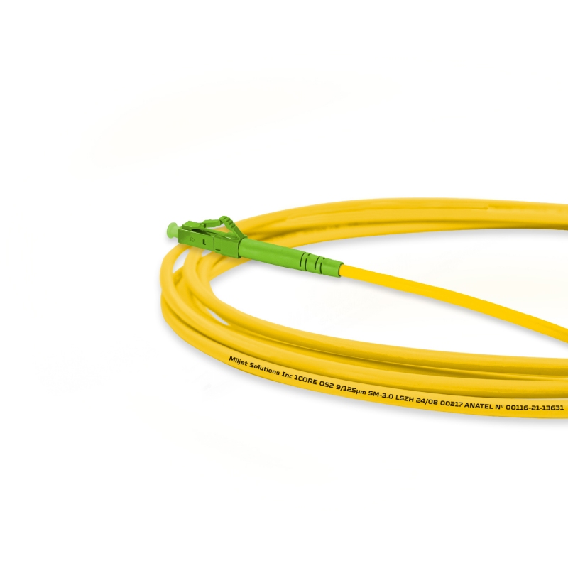 Cordão Óptico 3m, FC/APC-LC/APC, SM BLI G657-A1 9/125, OS2 Simplex 3.0mm LSZH Amarelo, Fibra Monomodo Miljet