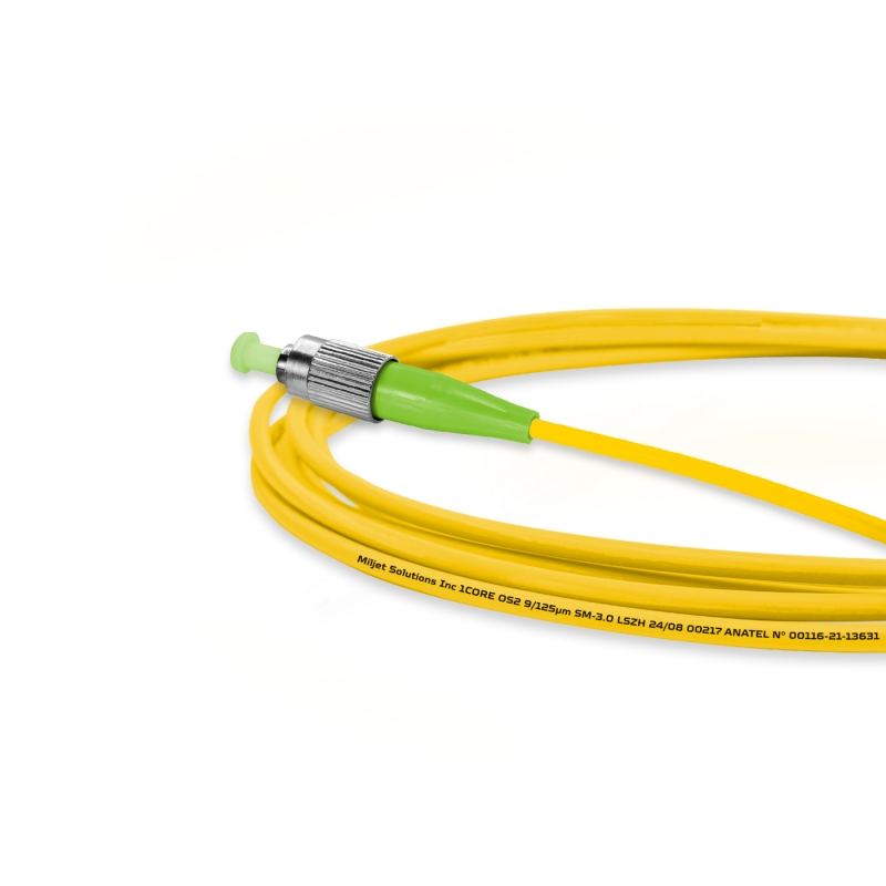 Cordão Óptico 3m, FC/APC-SC/APC,SM BLI G657-A1 9/125, OS2 Simplex 3.0mm LSZH Amarelo, Fibra Monomodo Miljet