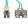 Cordão Óptico 3m, LC/UPC-SC/UPC, MM G651.1 50/125, OM3 Duplex 2.0mm LSZH Aqua, Fibra Multimodo Miljet