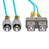 Cordão Óptico 10m, FC/PC-SC/UPC, MM G651.1 50/125, OM3 Duplex 2.0mm LSZH Aqua, Fibra Multimodo Miljet