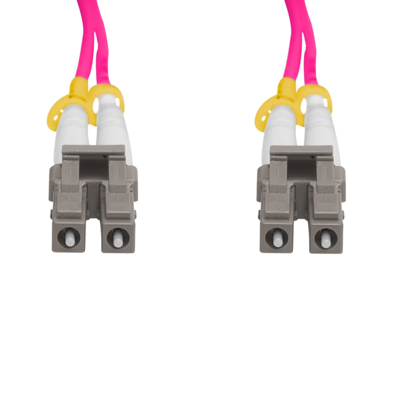 Cordão Óptico 1m, LC/UPC-LC/UPC, MM G651.1 50/125, OM4 Duplex 2.0mm LSZH Magenta, Fibra Multimodo Miljet