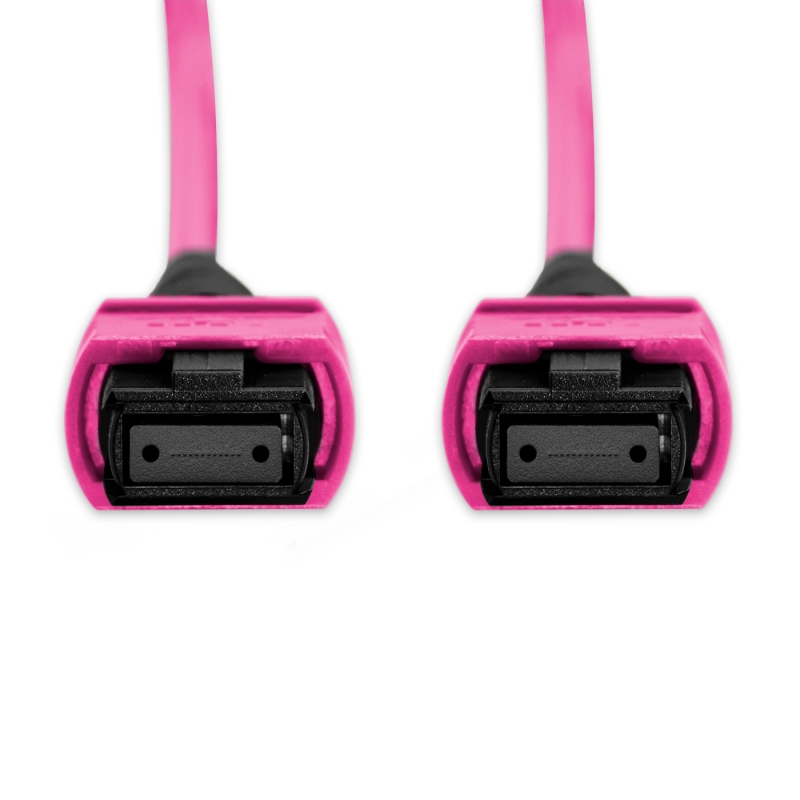 Cabo MPO/APC para MPO/APC Fêmea 5m, 12 Fibras, OM4 G651.1 50/125 Multimodo, Tipo B LSZH Magenta Miljet