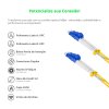 Cordão Óptico 30m, LC/UPC-LC/UPC SM BLI G657-A1 9/125, OS2 Duplex 2.0mm LSZH Amarelo, Fibra Monomodo Miljet