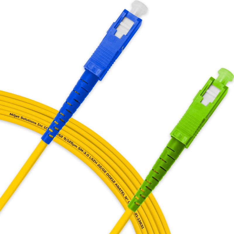 Cordão Óptico 7m, SC/UPC-SC/APC, SM BLI G657-A1 9/125, OS2 Simplex 3.0mm LSZH Amarelo, Fibra Monomodo Miljet