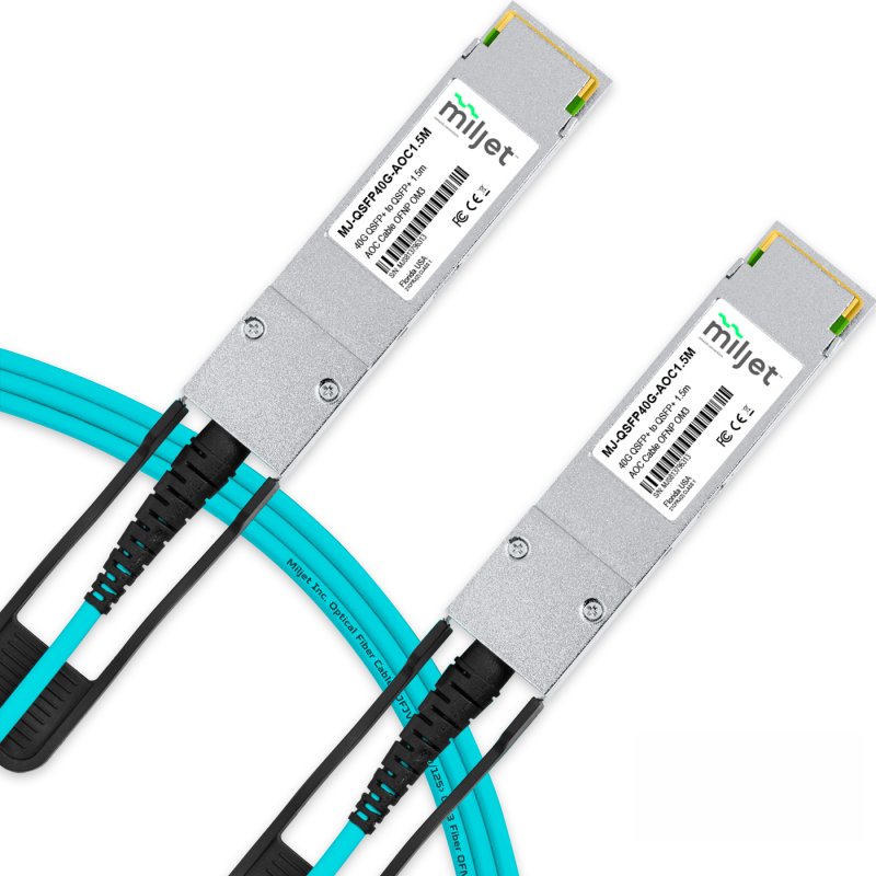 Cabo 40G QSFP+ para QSFP+ 1.5m, AOC Active Optical Cable OM3 OFNP Miljet