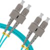 Cordão Óptico 5m, SC/UPC-SC/UPC, MM G651.1 50/125, OM3 Duplex 2.0mm LSZH Aqua, Fibra Multimodo Miljet