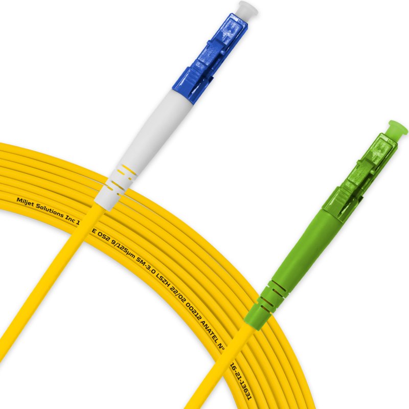 Cordão Óptico 15m, LC/UPC-LC/APC SM BLI G657-A1 9/125, OS2 Simplex 3.0mm LSZH Amarelo Fibra Monomodo Miljet