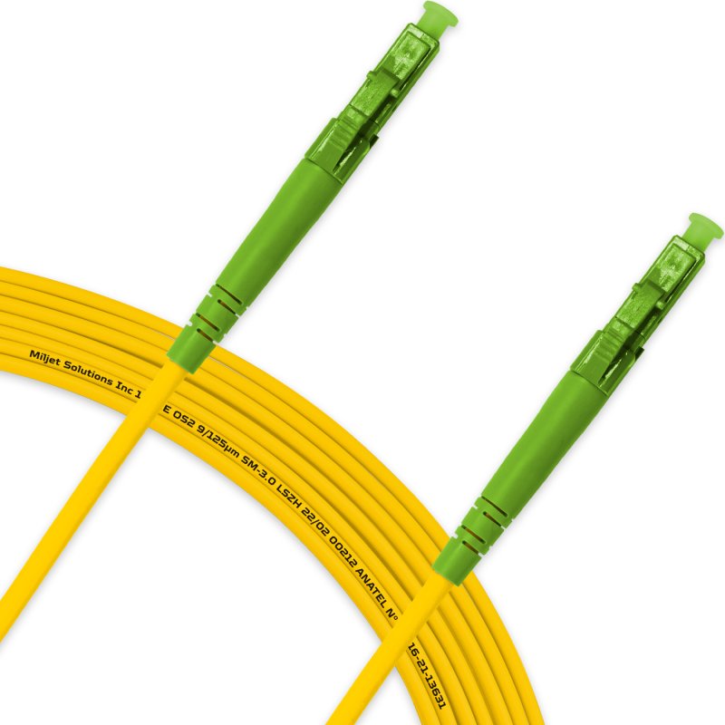Cordão Óptico 10m, LC/APC-LC/APC, SM BLI G657-A1 9/125 OS2 Simplex 3.0mm LSZH Amarelo, Fibra Monomodo Miljet