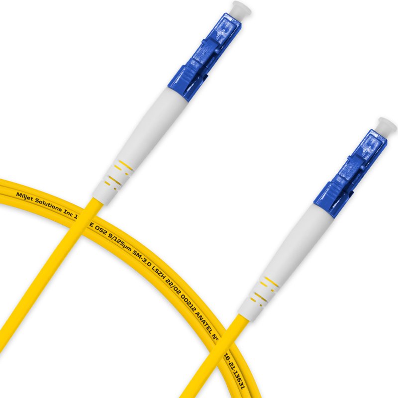 Cordão Óptico 2m, LC/UPC-LC/UPC, SM BLI G657-A1 9/125, OS2 Simplex 3.0mm LSZH Amarelo, Fibra Monomodo Miljet