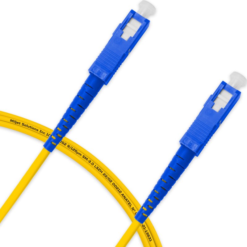 Cordão Óptico 2m, SC/UPC-SC/UPC, SM BLI G657-A1 9/125, OS2 Simplex 3.0mm LSZH Amarelo, Fibra Monomodo Miljet