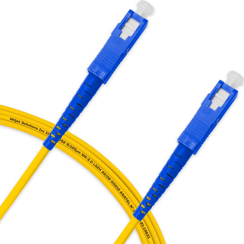 Cordão Óptico 3m, SC/UPC-SC/UPC, SM BLI G657-A1 9/125, OS2 Simplex 3.0mm LSZH Amarelo, Fibra Monomodo Miljet