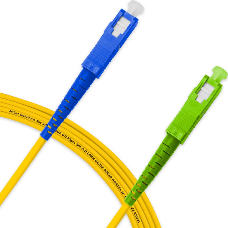 Cordão Óptico 5m, SC/UPC-SC/APC, SM BLI G657-A1 9/125, OS2 Simplex 3.0mm LSZH Amarelo, Fibra Monomodo Miljet