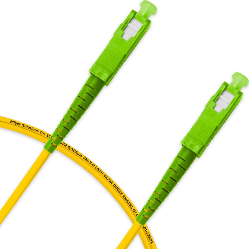 Cordão Óptico 1.5m, SC/APC-SC/APC, SM BLI G657-A1 9/125, OS2 Simplex 3.0mm LSZH Amarelo, Fibra Monomodo Miljet