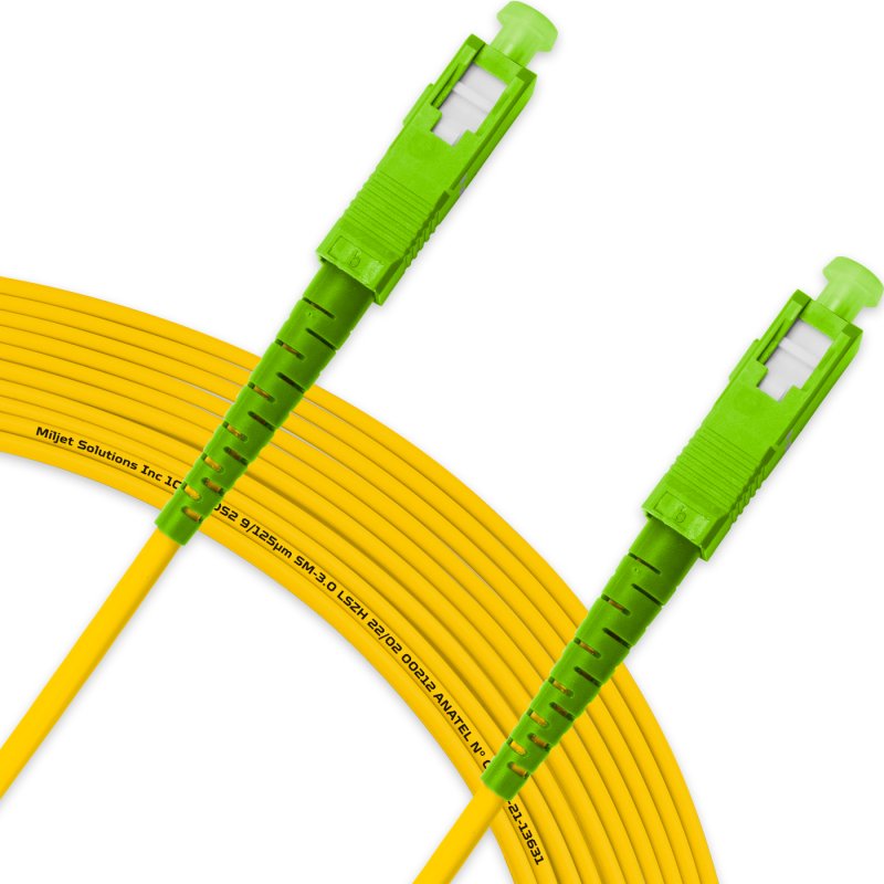 Cordão Óptico 25m, SC/APC-SC/APC SM BLI G657-A1 9/125, OS2 Simplex 3.0mm LSZH Amarelo Fibra Monomodo Miljet
