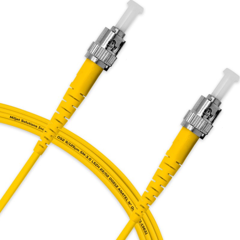 Cordão Óptico 3m, ST/UPC-ST/UPC, SM BLI G657-A1 9/125, OS2 Simplex 3.0mm LSZH Amarelo, Fibra Monomodo Miljet