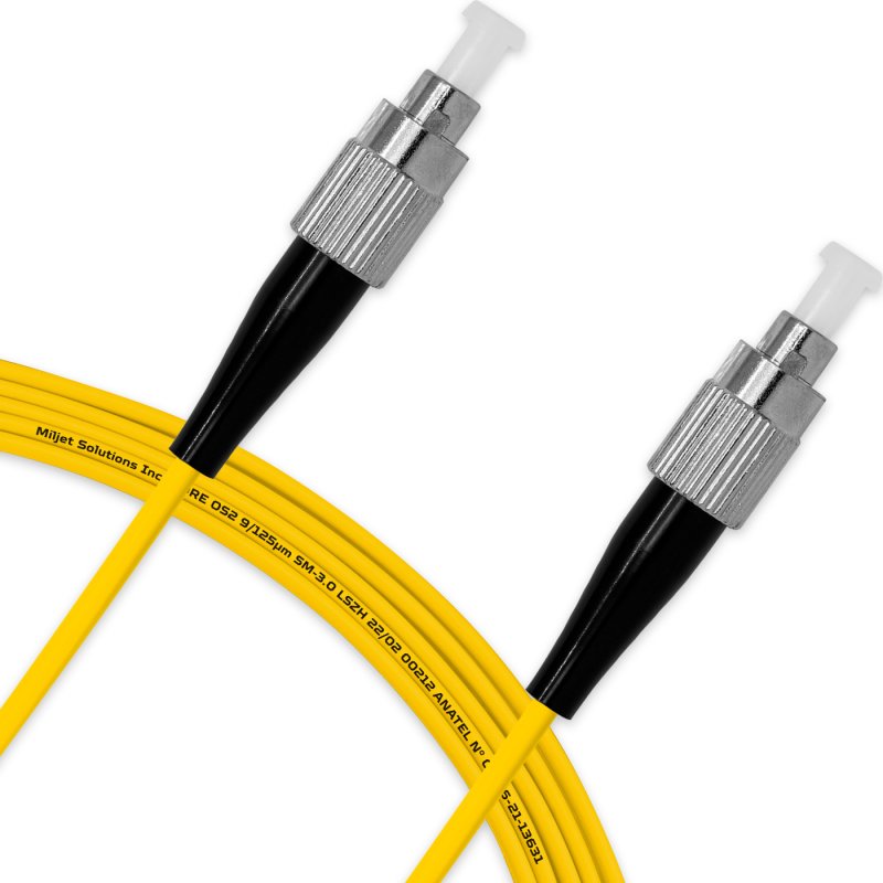 Cordão Óptico 5m, FC/UPC-FC/UPC, SM BLI G657-A1 9/125, OS2 Simplex 3.0mm LSZH Amarelo, Fibra Monomodo Miljet
