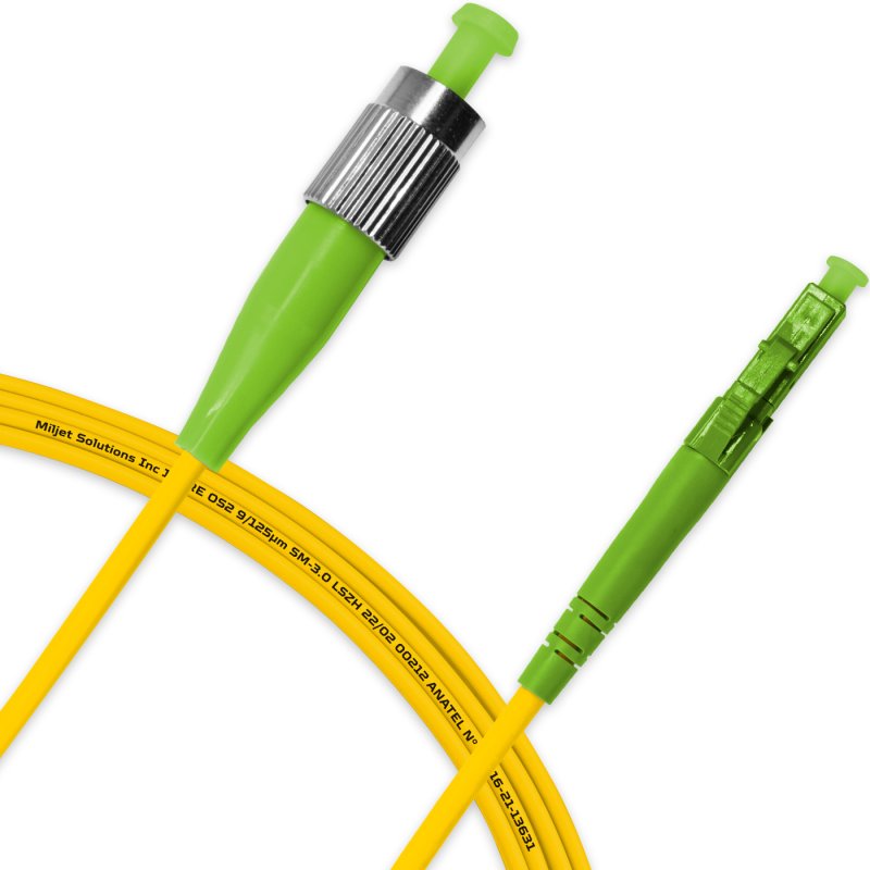 Cordão Óptico 3m, FC/APC-LC/APC, SM BLI G657-A1 9/125, OS2 Simplex 3.0mm LSZH Amarelo, Fibra Monomodo Miljet