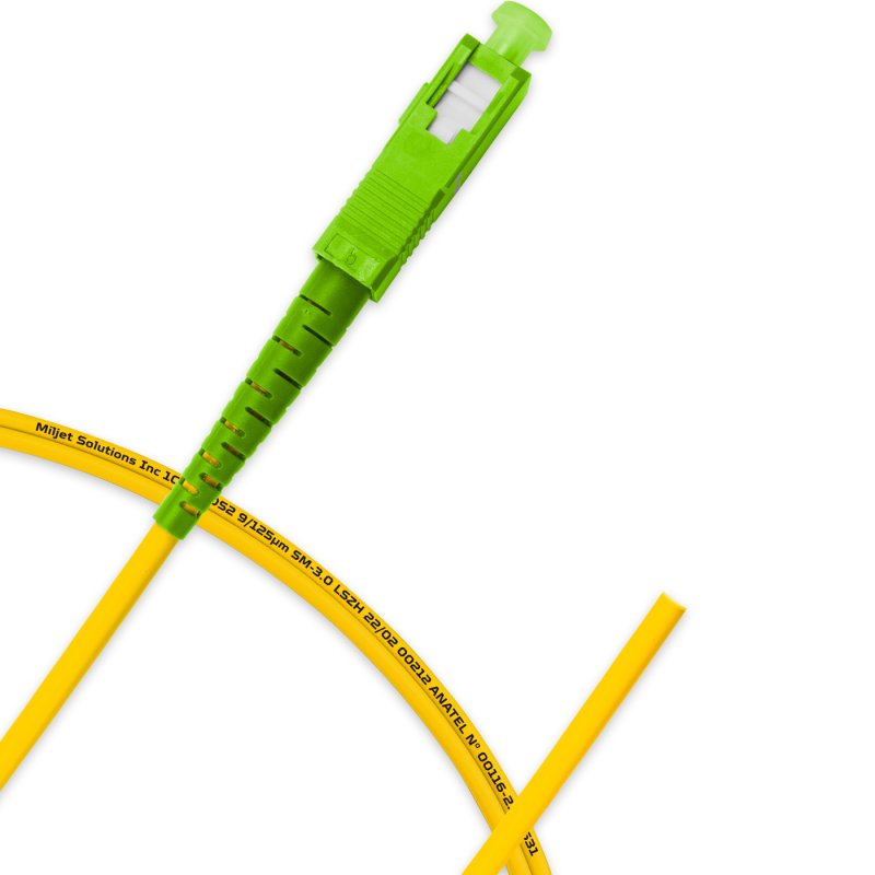 Pigtail Óptico 1m, SC/APC, SM BLI G657-A1 9/125 OS2, Simplex 3.0mm LSZH Amarelo, Fibra Monomodo Miljet