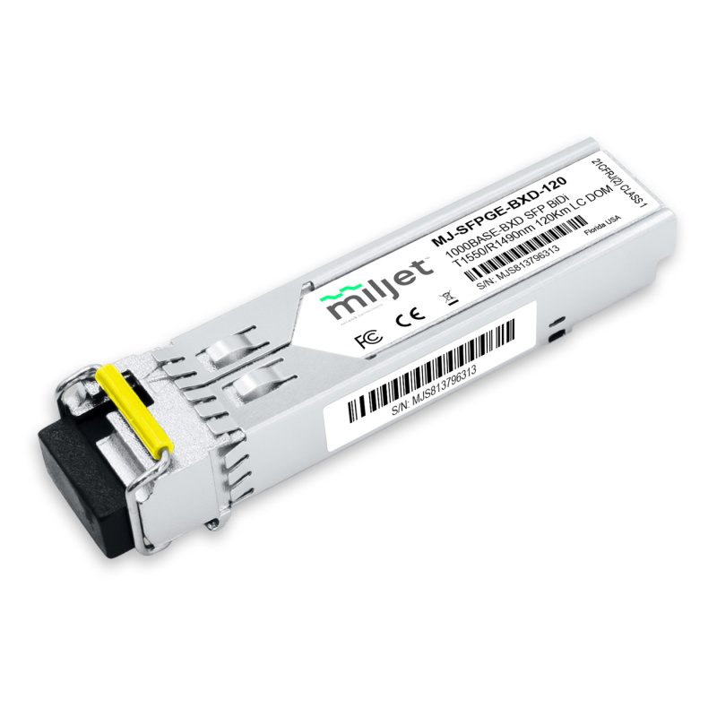 1000BASE-BXD SFP BiDi Tx1550/Rx1490nm 120km LC DOM, transceptor óptico Miljet