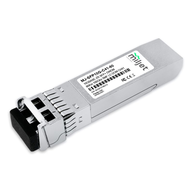 10GBASE-ZR SFP+, CH41 DWDM, 80km 100GHz, EML Laser 1544.53nm, DDM SMF, LC Duplex, transceptor Miljet