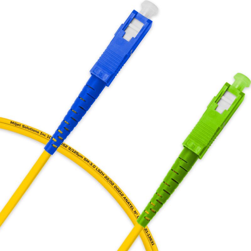 Cordão Óptico 1m, SC/UPC-SC/APC, SM BLI G657-A1 9/125, OS2 Simplex 3.0mm LSZH Amarelo, Fibra Monomodo Miljet