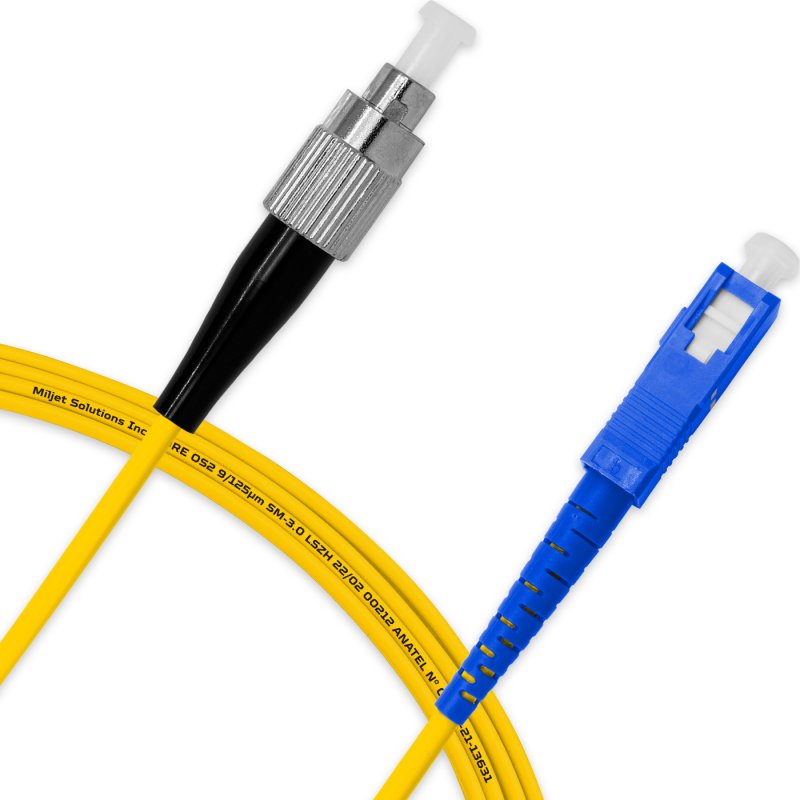Cordão Óptico 3m, FC/UPC-SC/UPC, SM BLI G657-A1 9/125, OS2 Simplex 3.0mm LSZH Amarelo, Fibra Monomodo Miljet