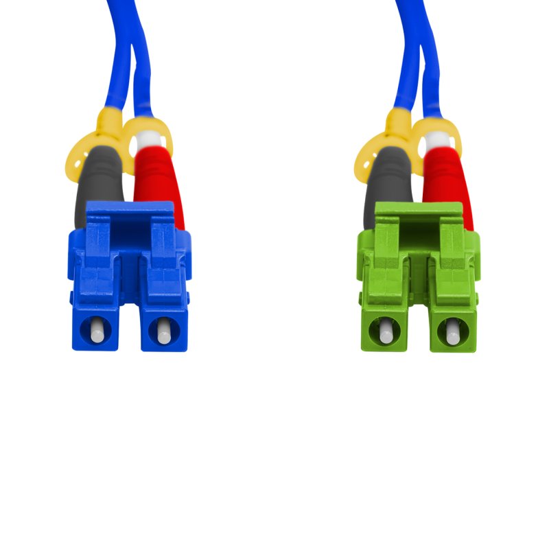 Cordão Óptico 1m, LC/UPC-LC/APC, SM BLI G657-A1 9/125 0.12dB IL, OS2 Duplex 2.0mm LSZH ABNT Azul, Fibra Monomodo Miljet