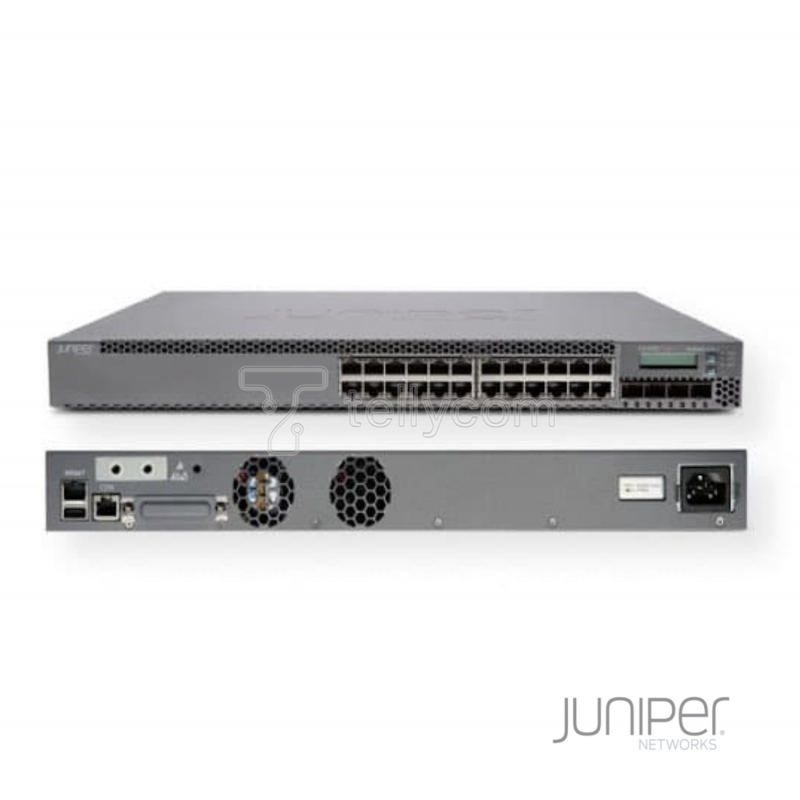 Switch Juniper 28P EX3300-24P, 24 Portas 10/100/1000Base-T RJ45 PoE+ 400W, 4 Portas de 10G SFP+, Fonte AC, Layer 2/3 Gerenciável 