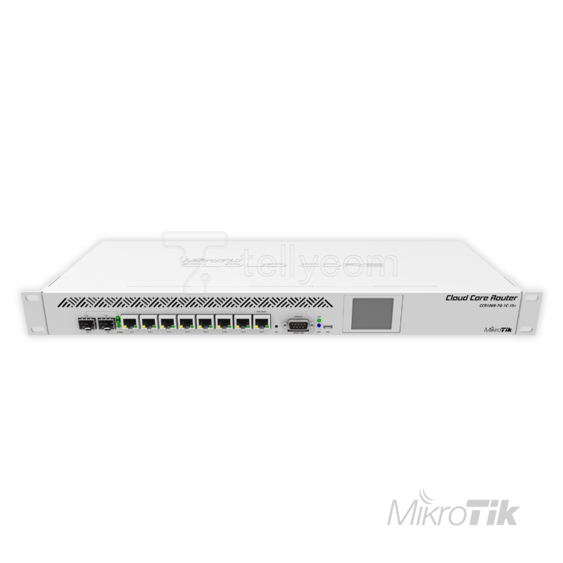 Mikrotik CCR1009-7G-1C-1S+, Cloud Core Router, CPU 9 Cores, 2GB RAM, 7x Gigabit Ethernet, 1x SFP 1G, 1x SFP+ 10G, LCD, RouterOS L6, 2x Fontes AC 100-240V