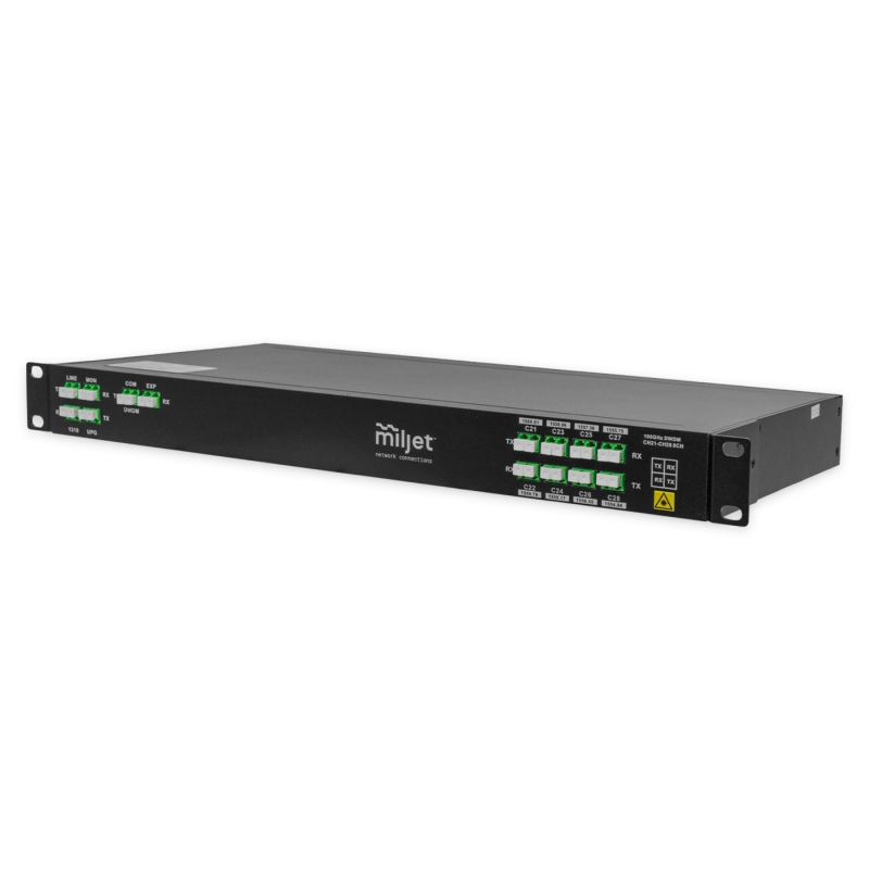 MUX/DEMUX Rack Mount 1U, DWDM 100GHz, Dual Fiber, 8 Canais C21-C28, TFF, Portas MON, EXP e 1310nm, LC/APC
