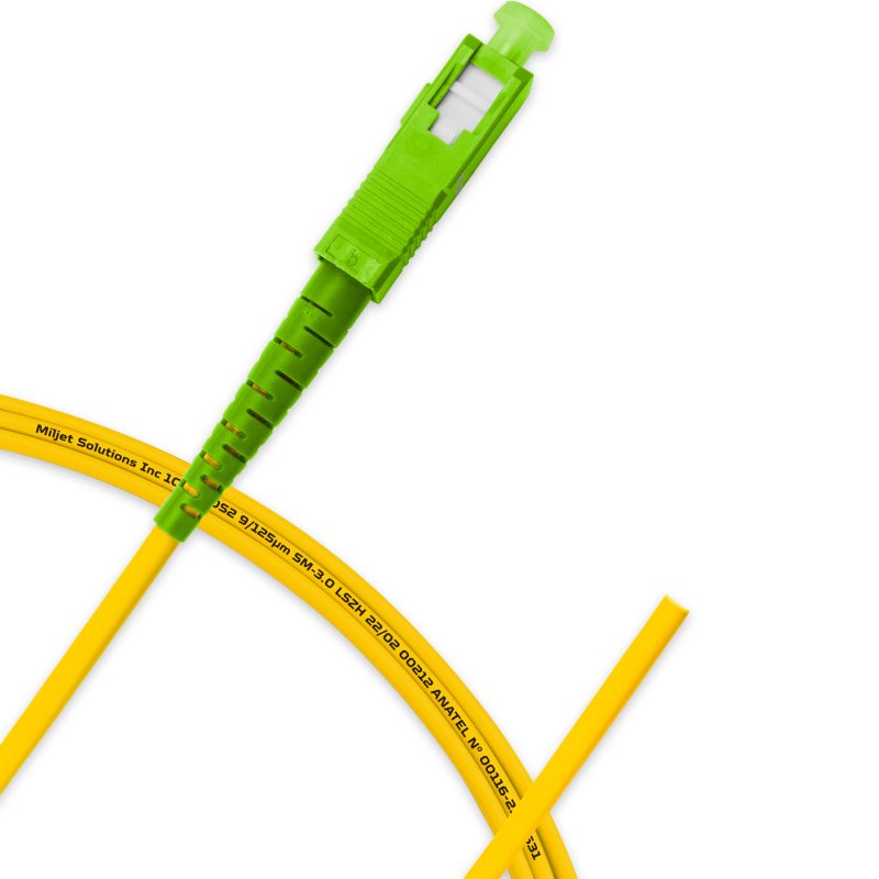 Pigtail Óptico 2m, SC/APC SM BLI G657-A1 9/125 OS2, Simplex 3.0mm LSZH Amarelo, Fibra Monomodo Miljet