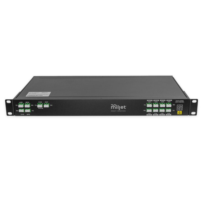 MUX/DEMUX Rack Mount 1U, DWDM 100GHz, Dual Fiber, 8 Canais C21-C28, TFF, Portas MON, EXP e 1310nm, LC/APC