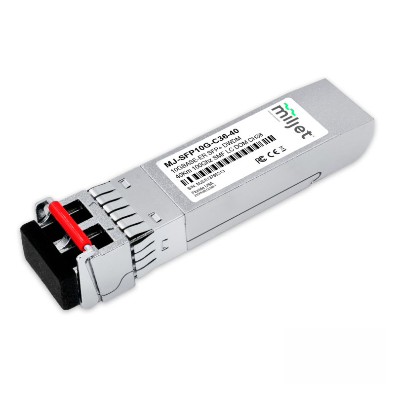 10GBASE-ER SFP+, CH36 DWDM, 40km 100GHz, EML Laser 1548.51nm, DDM SMF, LC Duplex, transceptor Miljet