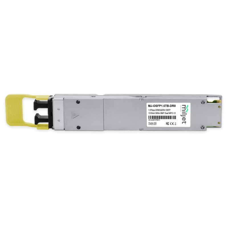 1.6Tb - DR8/2xDR4 OSFP PAM4, 8x200Gbps, 1310nm 500m SMF DDM Dual MPO-12, transceptor óptico Miljet